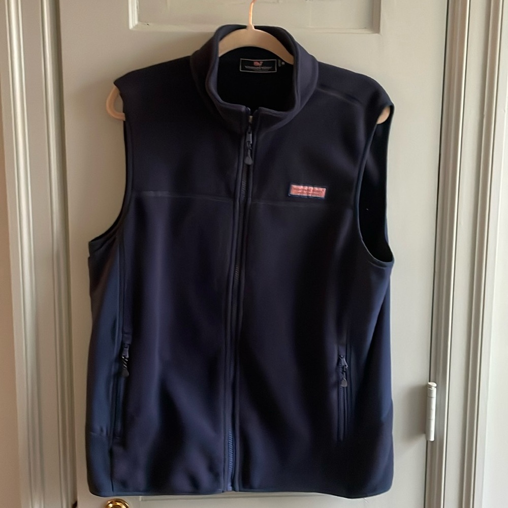Men’s Vineyard Vines Navy Fleece Vest Medium